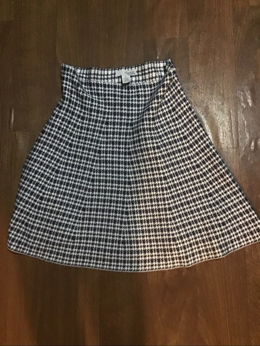Houndstooth A-Line Skirt - Black and White